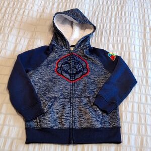 Super Mario Unisex 6/7 Kids Hoodie Gray Navy Space Dye Logo Full Zip Up